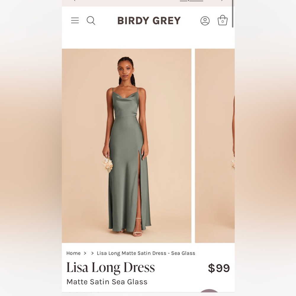 Birdy Grey Sea Glass Bridesmaid Dress - Matte Satin - NWT